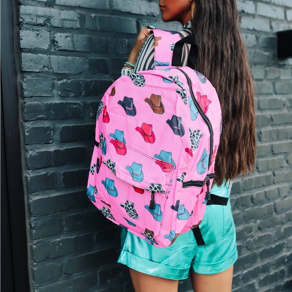 Pink Cowboy Hat Backpack